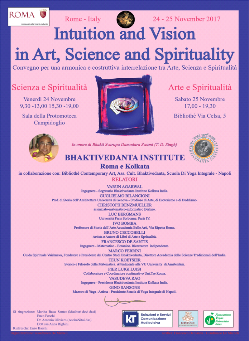 Conference on Intuition and Vision in Science, Arts and Spirituality 24th – 245h November 2017, Rome, Italy